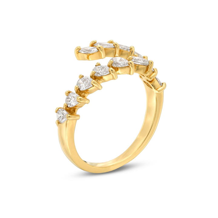 Pear And Marquise Diamond Bypass Ring