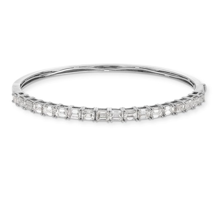 Emerald Cut Diamond Halfway Bangle Bracelet