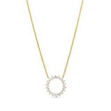 Round Diamond Circle Pendant In Yellow Gold 14K