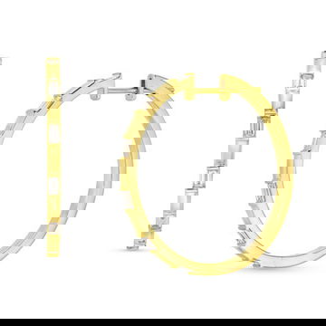 Alternating Baguette 1.25 inch Hoop Earrings
