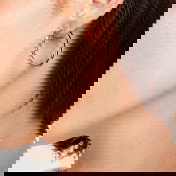 Alternating Baguette 1.25 inch Hoop Earrings
