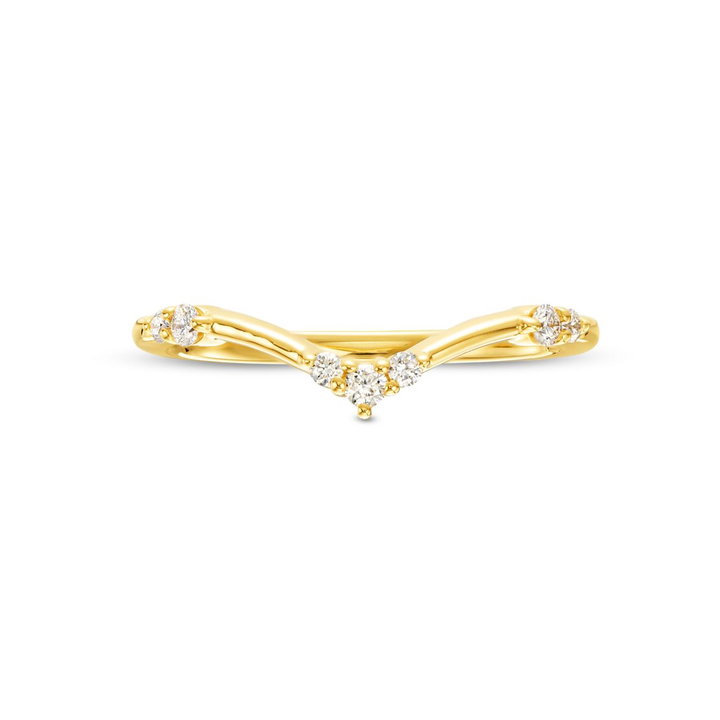 Artcarved Curved Diamond Cluster "V" Wedding Band In Solid 14K Yellow Gold