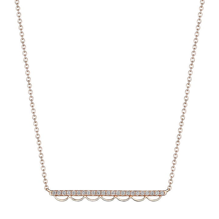 Rose Gold Tacori Crescent Bar Diamond Pendant