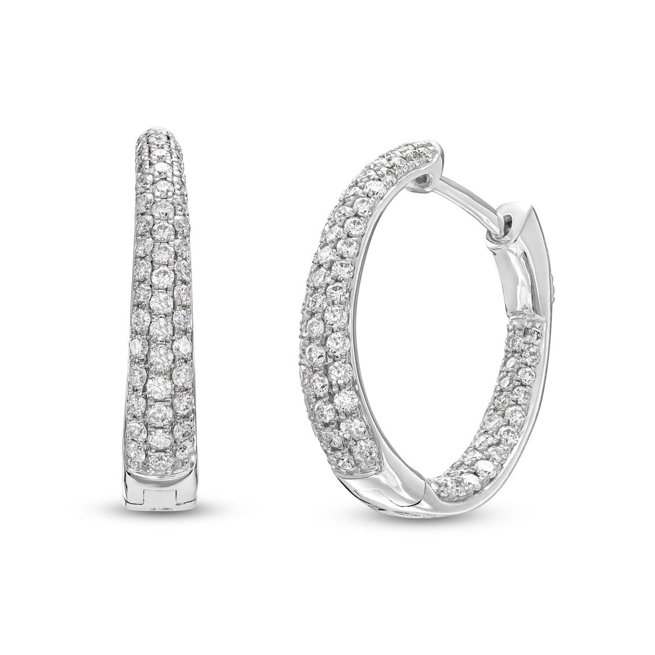 Graduated Pave Diamond Hoop Earrings