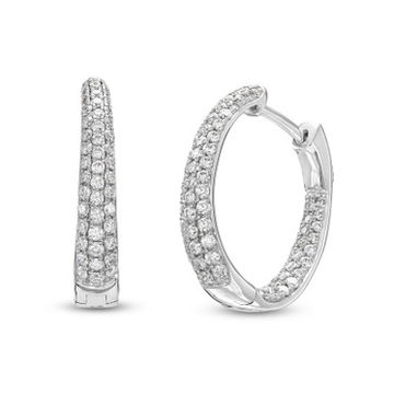 Graduated Pave Diamond Hoop Earrings