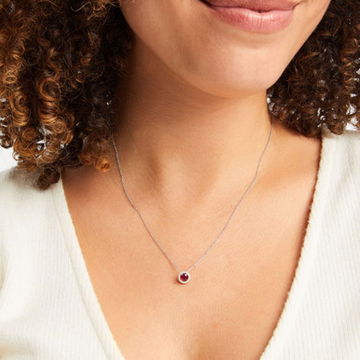 Ruby And Diamond Halo Pendant Necklace
