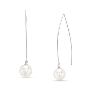 Freshwater Pearl Wire Drop Earrings In White Gold 14K