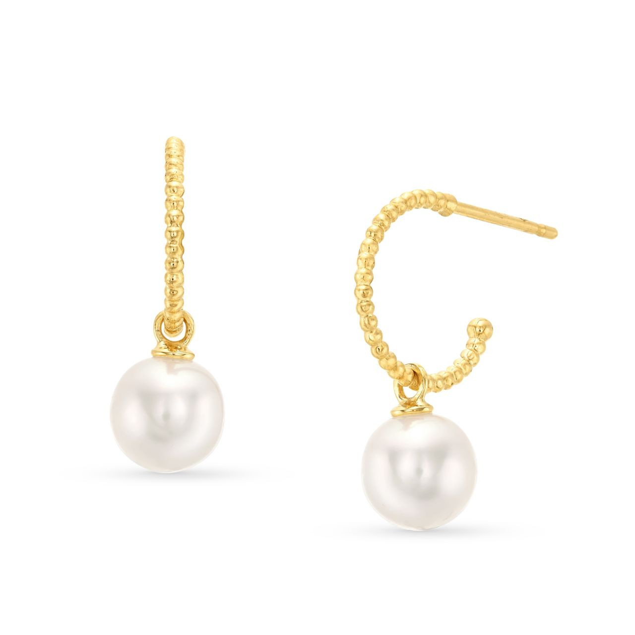Freshwater Pearl Open Hoop Earrings