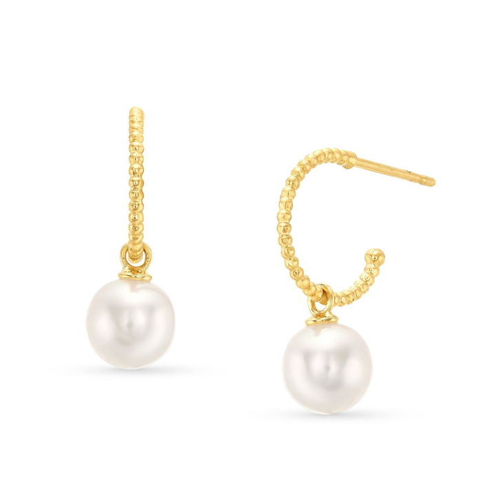 Freshwater Pearl Open Hoop Earrings