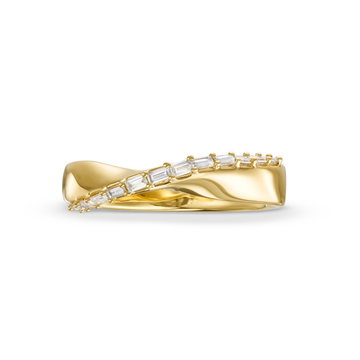 Baguette Diamond Crossover Ring In Yellow Gold 14K