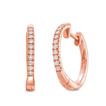 Diamond Hoop 0.75 Inch Huggie Earrings