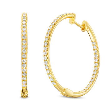 Classic 1.25" In/Out Diamond Hoop Earrings