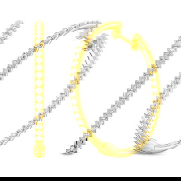 Classic 1.25" In/Out Diamond Hoop Earrings