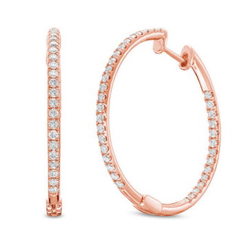Classic 1.25" In/Out Diamond Hoop Earrings
