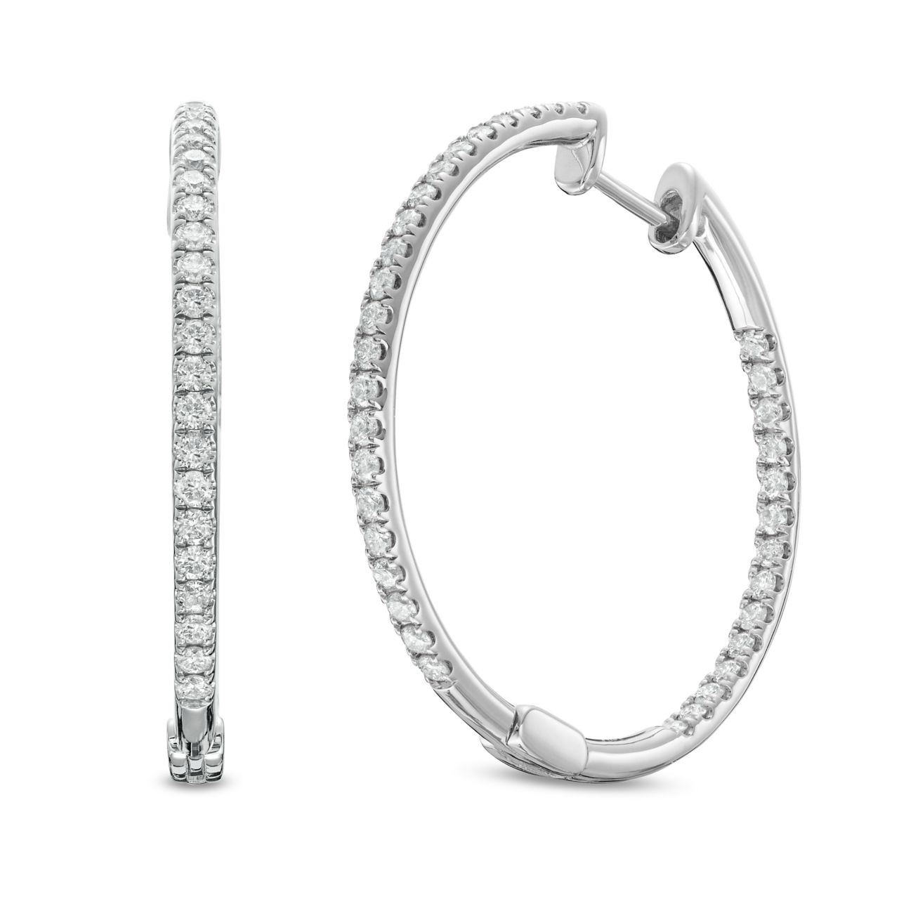1.25 inch In/Out Diamond Hoop Earrings