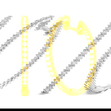 Classic 1.00" In/Out Diamond Hoop Earrings