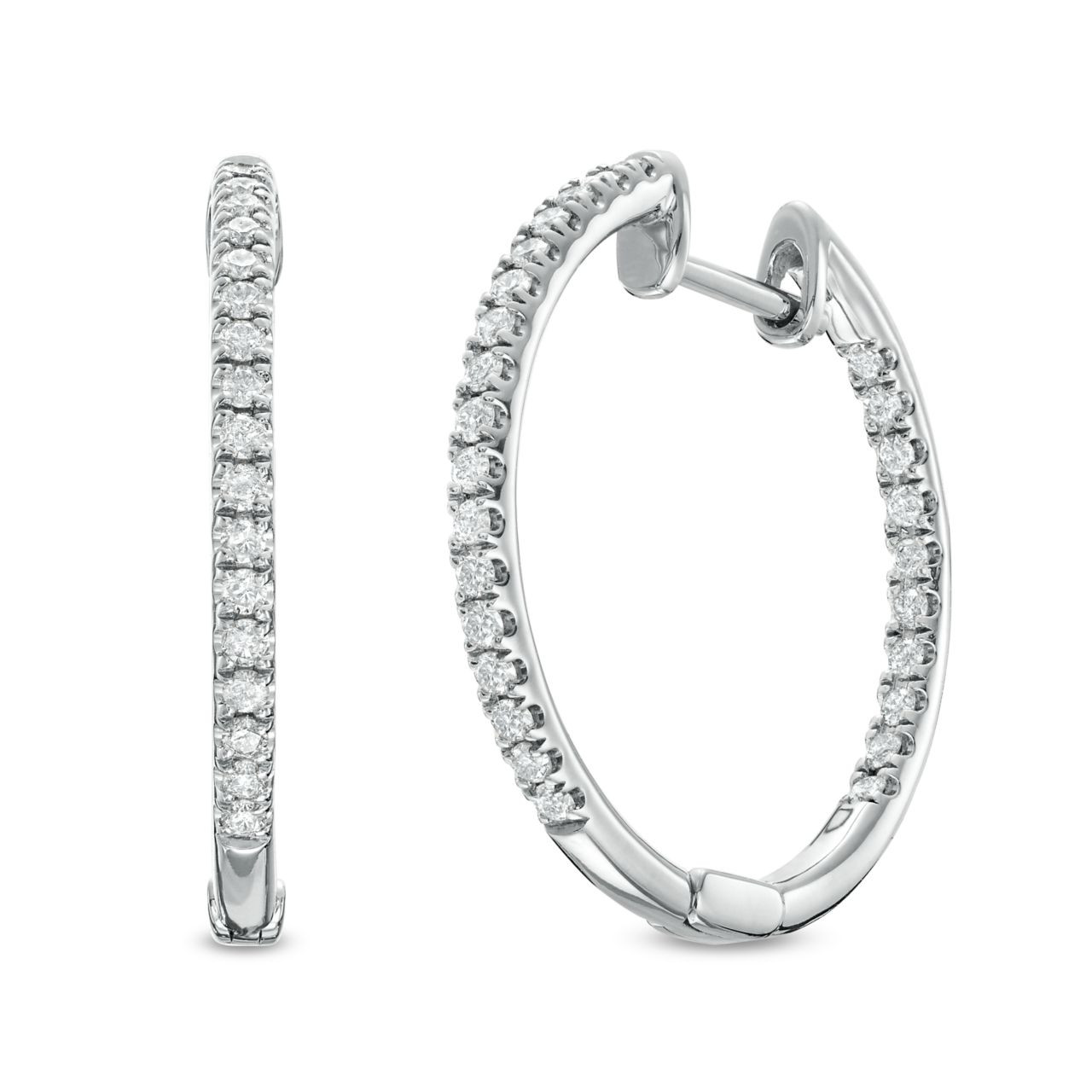 1.00 inch In/Out Diamond Hoop Earrings 0