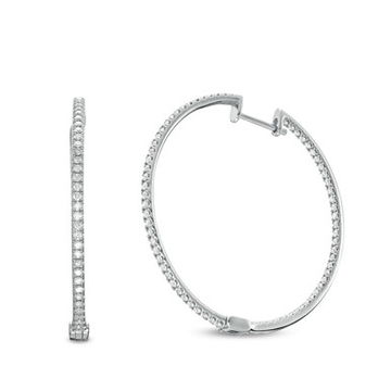 Classic 1.50" In/Out Diamond Hoop Earrings