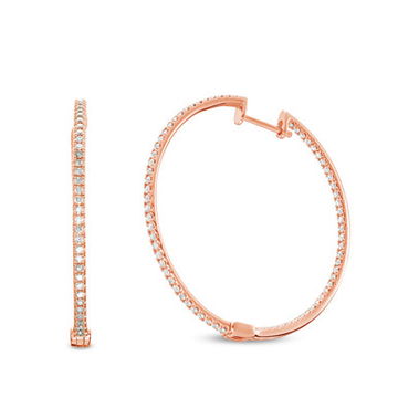 Classic 1.50" In/Out Diamond Hoop Earrings