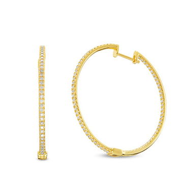 Classic 1.50" In/Out Diamond Hoop Earrings