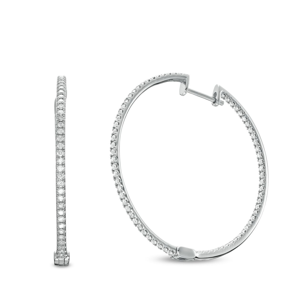 1.50 inch In/Out Diamond Hoop Earrings