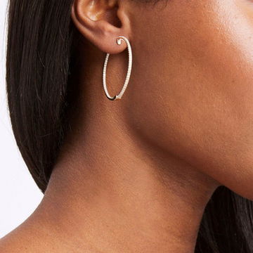 Classic 1.50" In/Out Diamond Hoop Earrings