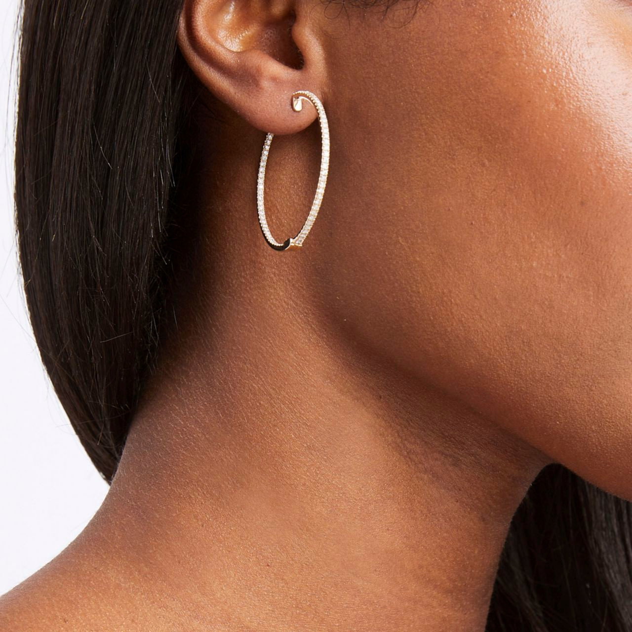 1.50 inch In/Out Diamond Hoop Earrings