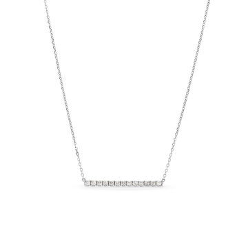 Round Diamond Bar Necklace In White Gold 14K
