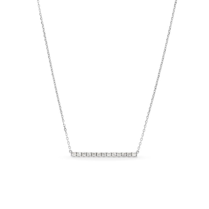 Round Diamond Bar Necklace In White Gold 14K