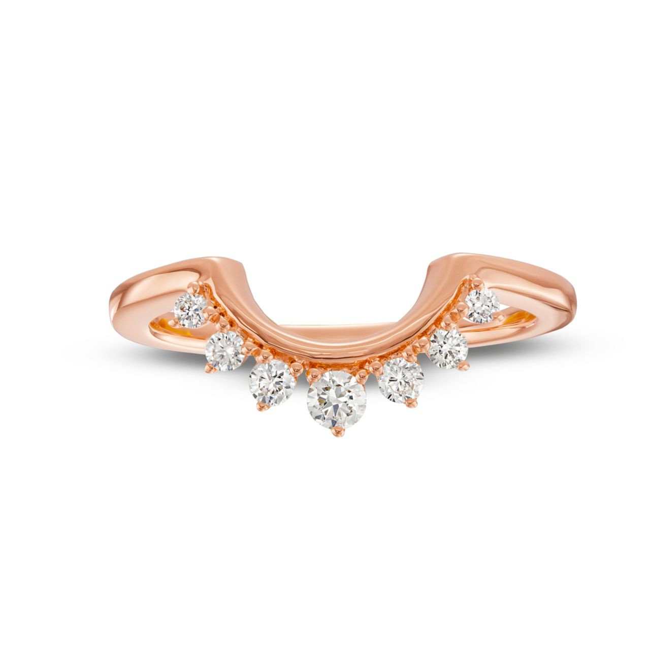 Contour Graduated Diamond Three Prong Wedding Band 0