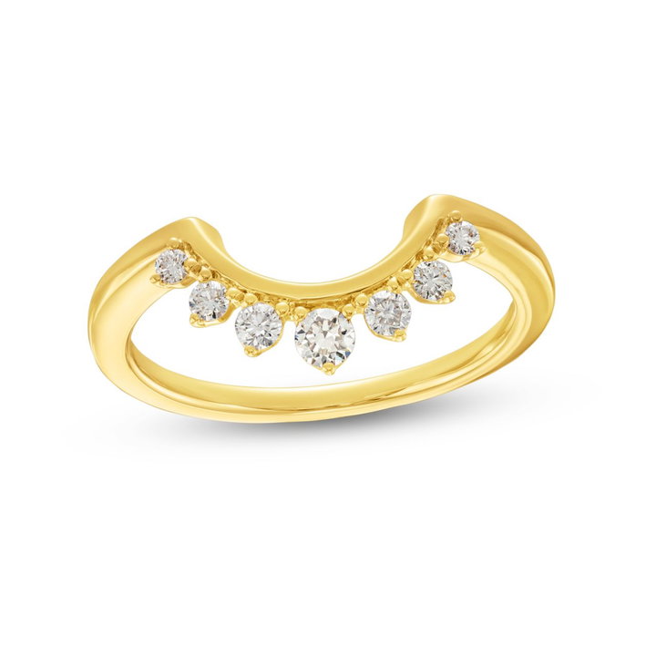 Contour Graduated Diamond Three Prong Wedding Band In Yellow Gold 14K