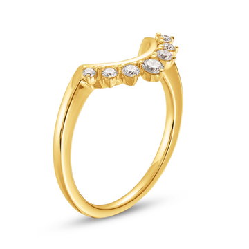 Contour Graduated Diamond Three Prong Wedding Band In Yellow Gold 14K