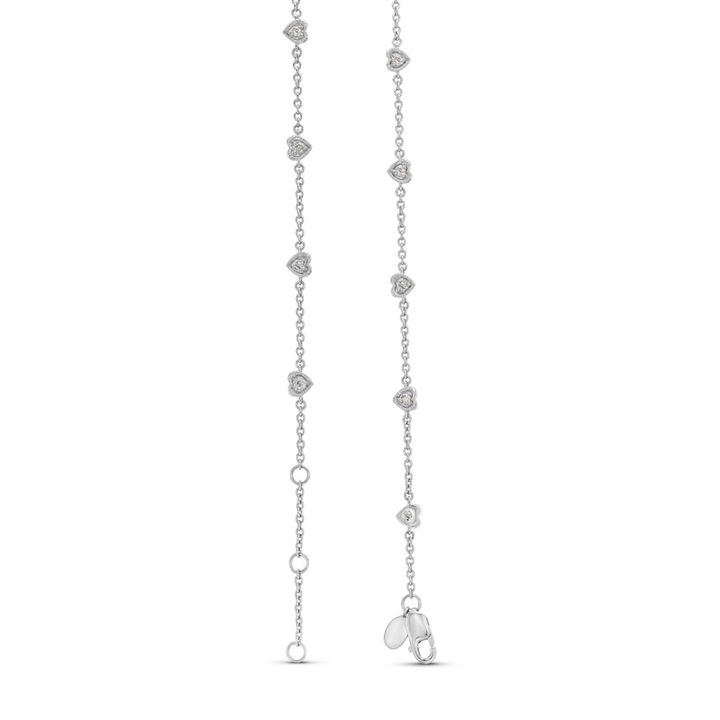 White Gold 14K Heart Shape Diamond Station Bracelet