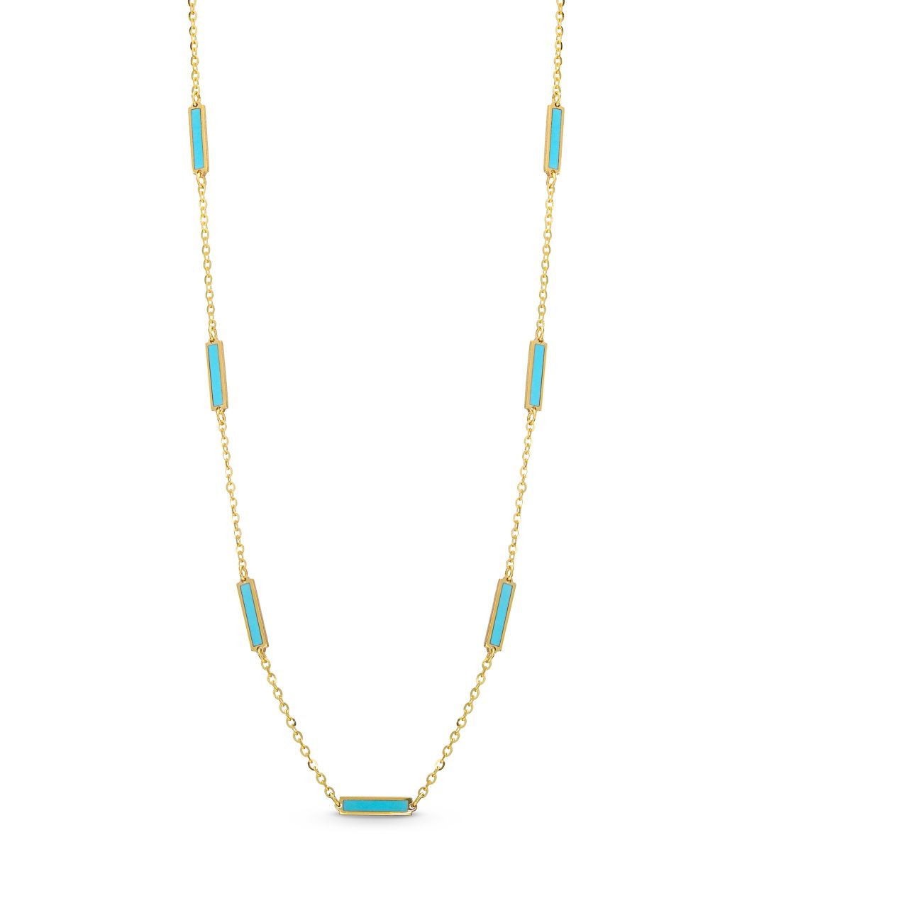 Turquoise Enamel Station Necklace 1