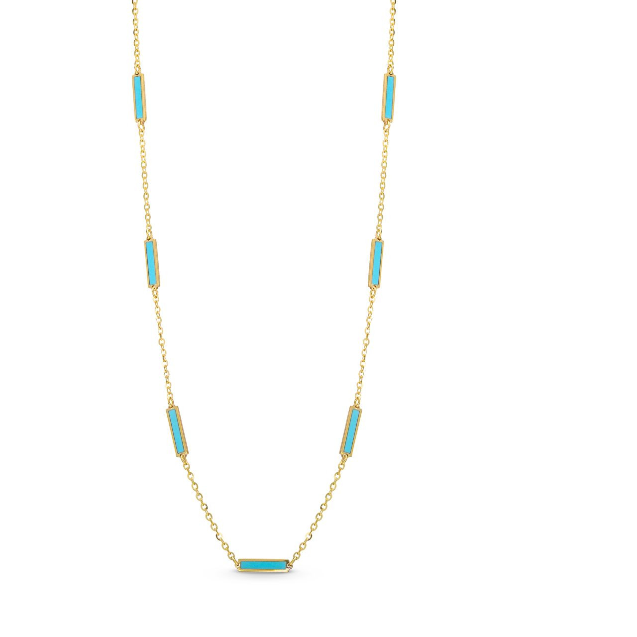 Turquoise Enamel Station Necklace 0