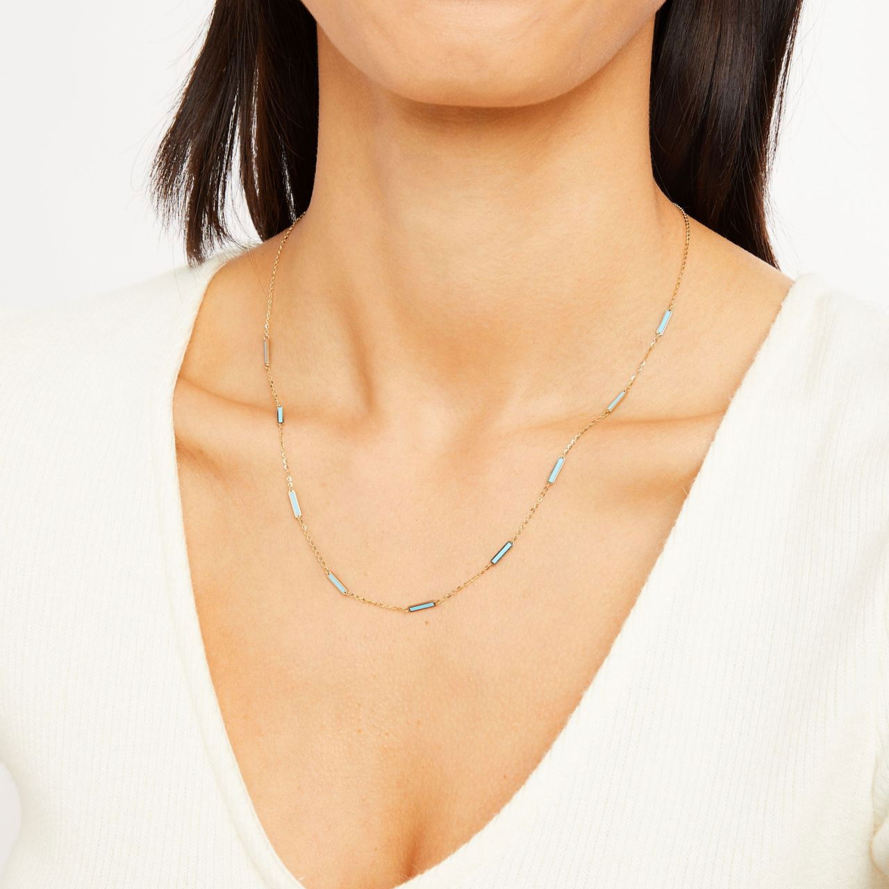 Turquoise Enamel Station Necklace 4