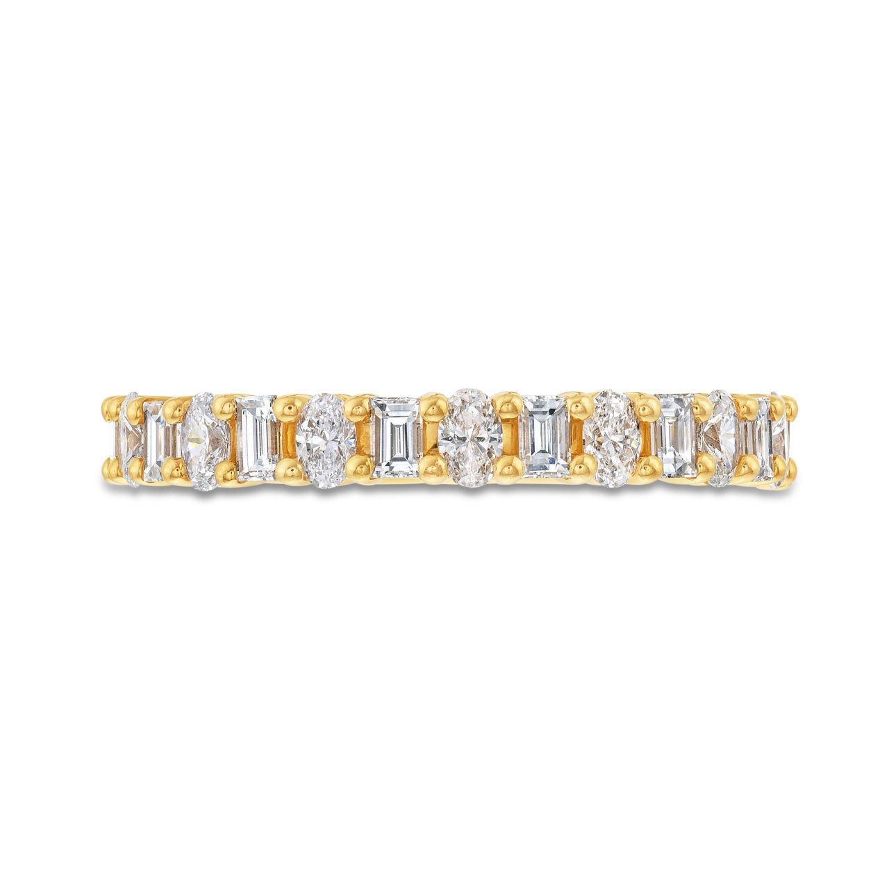 Alternating Baguette and Oval Cut Diamond Wedding Band