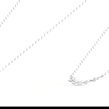 Alternating Diamond and Pearl Curved Bar Necklace