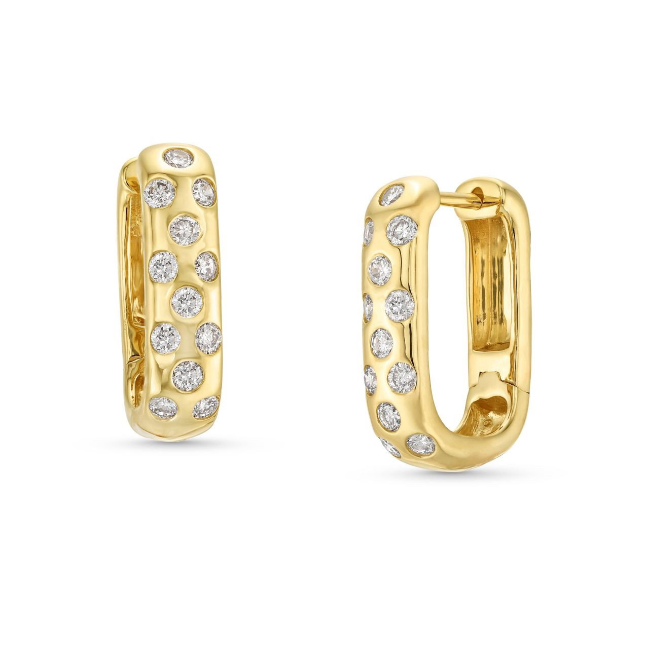 Scattered Diamond Squared Hoop Earrings