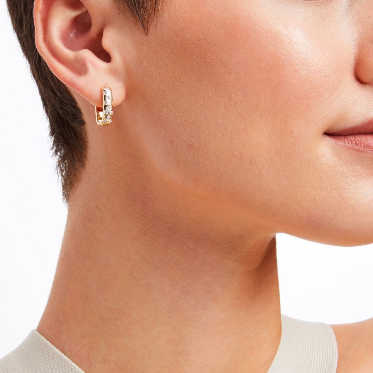 Scattered Diamond Squared Hoop Earrings
