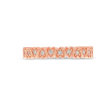 Milgrain Heart Shape Eternity Band In Rose Gold 14K