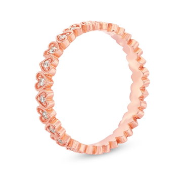 Milgrain Heart Shape Eternity Band In Rose Gold 14K