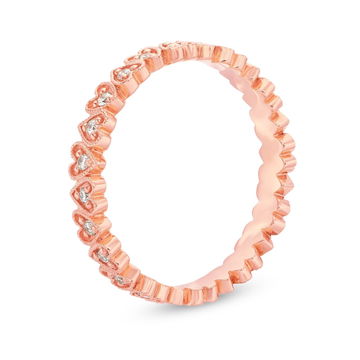 Milgrain Heart Shape Eternity Band In Rose Gold 14K