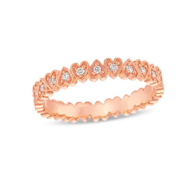 Milgrain Heart Shape Eternity Band In Rose Gold 14K