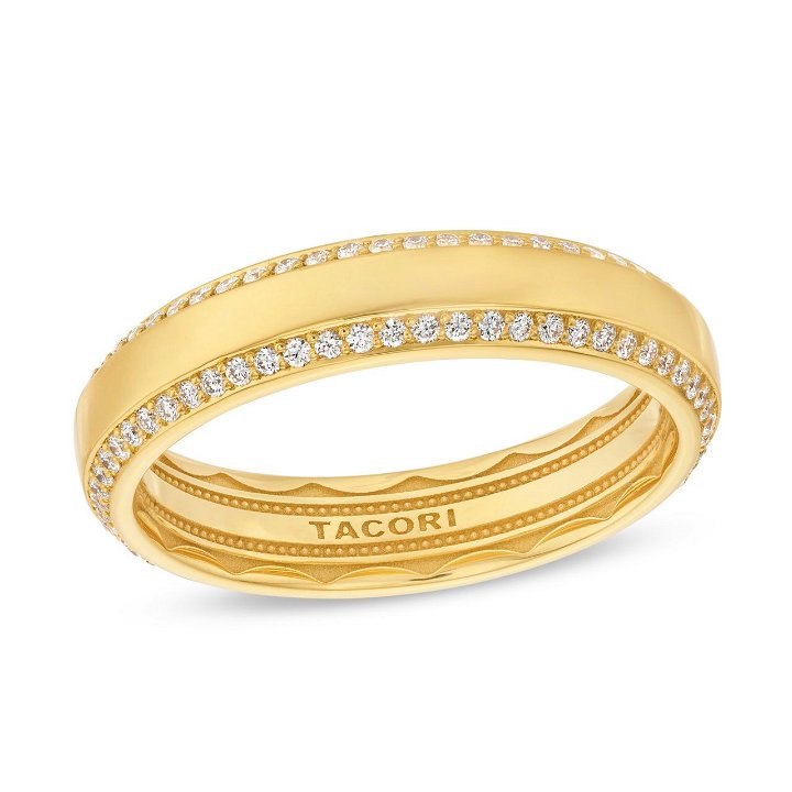 Yellow Gold 18K Tacori Bevel Edge Diamond Wedding Band