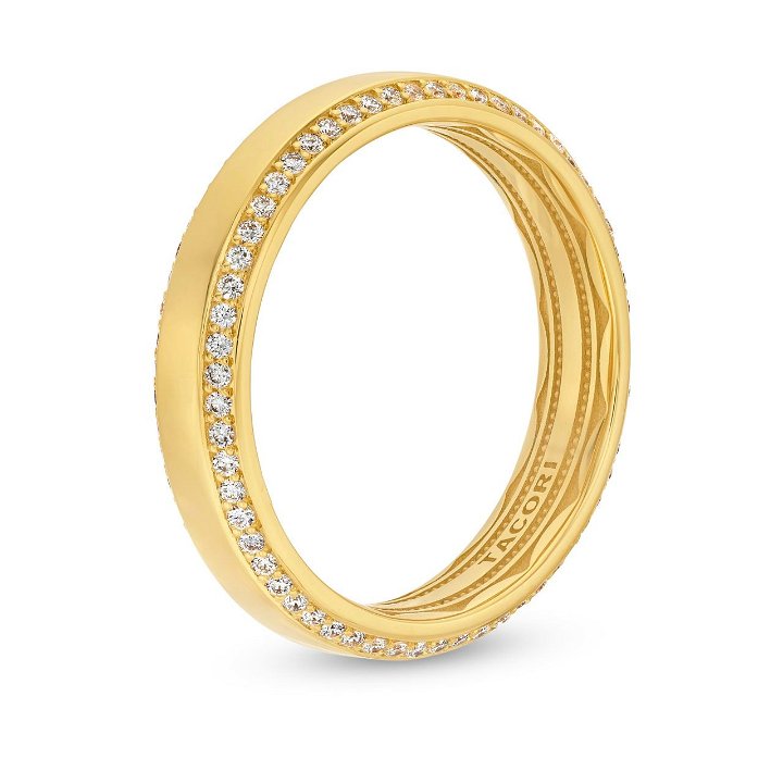 Yellow Gold 18K Tacori Bevel Edge Diamond Wedding Band