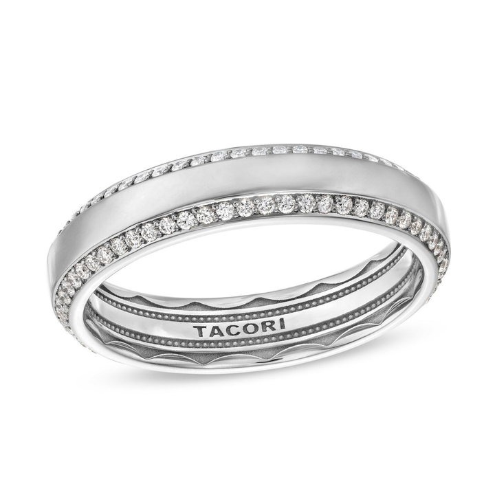 Tacori Bevel Edge Diamond Wedding Band In Platinum