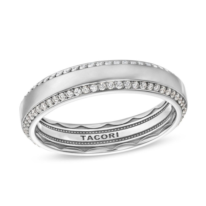 Tacori Bevel Edge Diamond Wedding Band In Platinum