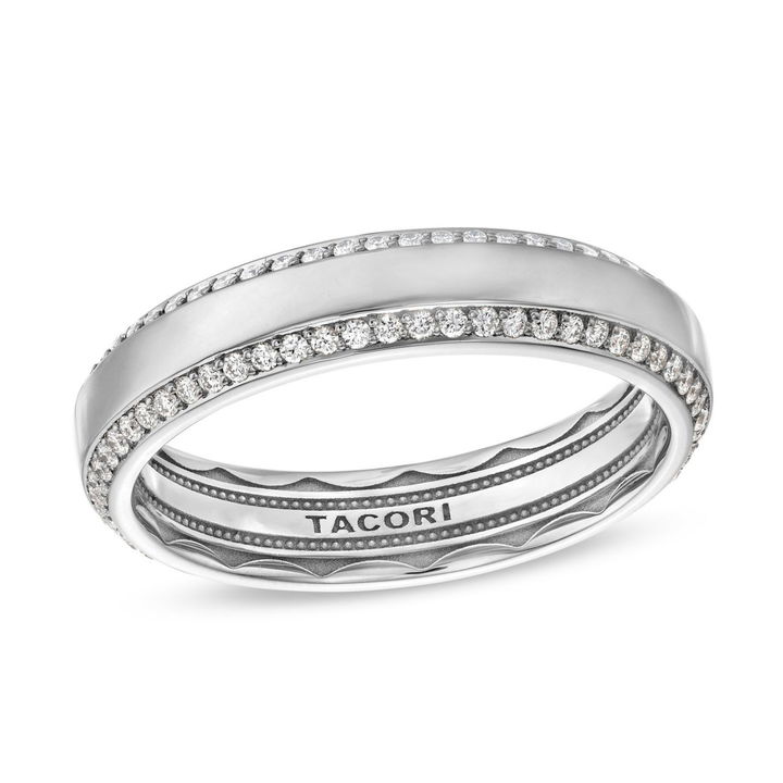 Tacori Bevel Edge Diamond Wedding Band In Platinum