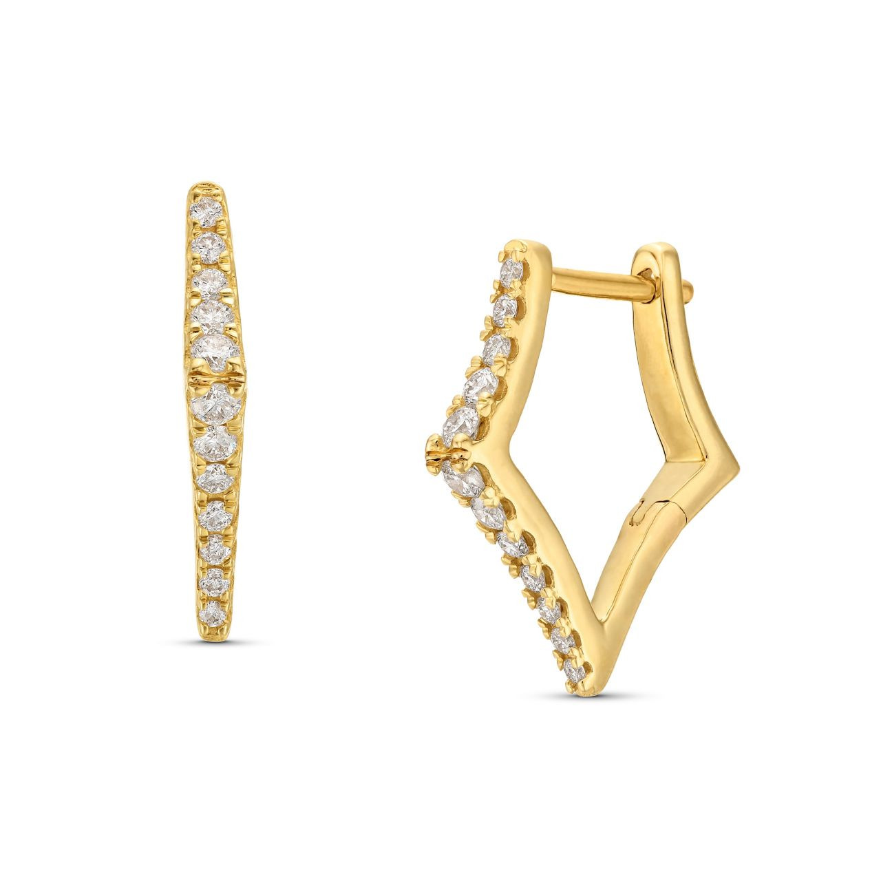 Geometric Diamond Huggie Hoop Earrings